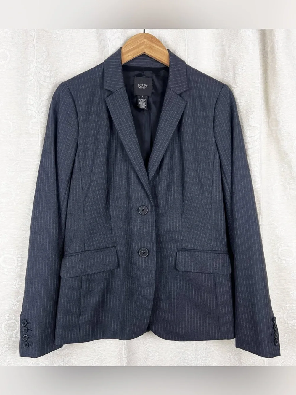 J. Crew Navy Pinstripe Two-Button Blazer 6
